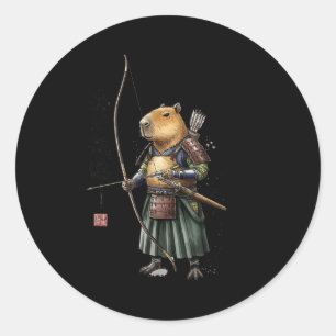 Japanese Archer Capybara Kyudo Bow Classic Round Sticker