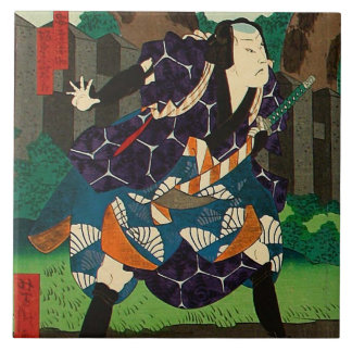 Japanese Art - A Samurai Wearing Patterned Kimono Tile