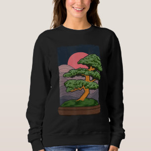 Japanese Art Aesthetic Sunset Gardening Bonsai Tre Sweatshirt