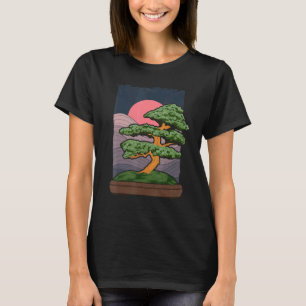 Japanese Art Aesthetic Sunset Gardening Bonsai Tre T-Shirt