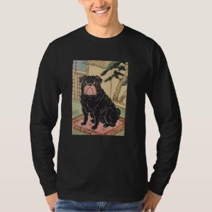 Japanese Art Black Pug Dog Kyosai Vintage Japan Ar T-Shirt