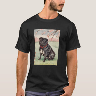 Japanese Art Black Pug Dog Kyosai Vintage Japan Ar T-Shirt