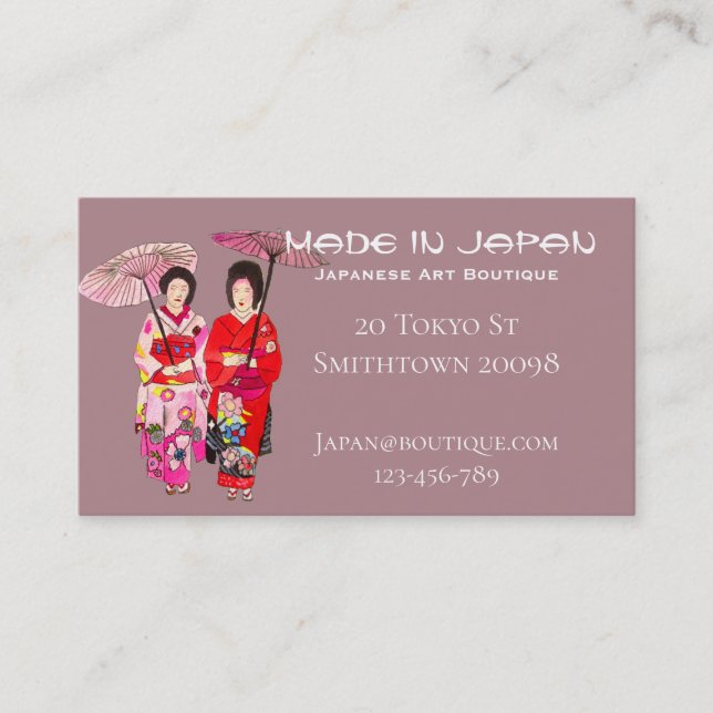Japanese art boutique shop cute japan fashion business card (Front)