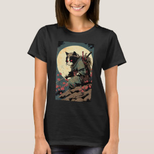Japanese Art Cat Ninja Ukiyo-e Style Samurai Cat T-Shirt