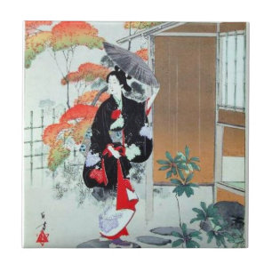 Japanese Art Ceramic Tile, Small (4.25" x 4.25") Tile