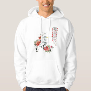 Japanese Art Crane Bird Garden Stylish Design Hoodie