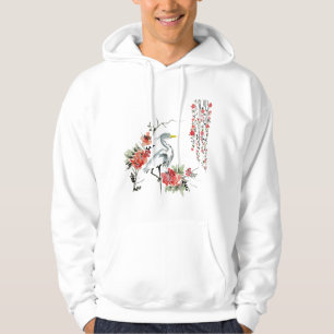 Japanese Art Crane Bird Garden Stylish Hoodie
