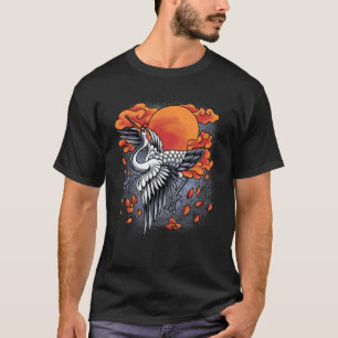  Japanese Art, Crane Birds of Nature T-Shirt