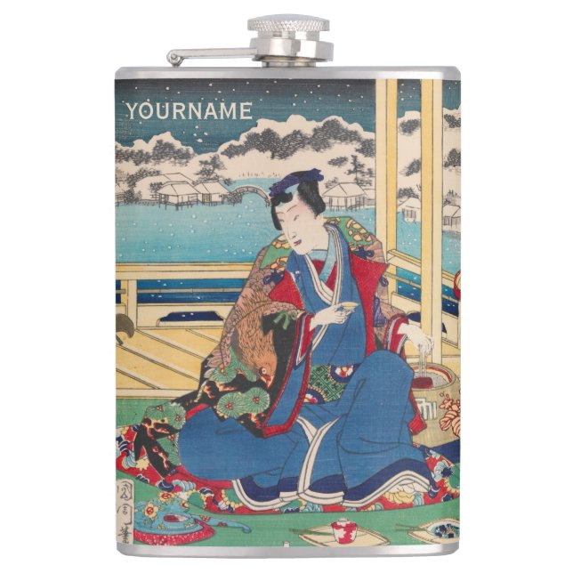 Japanese Art custom flask (Front)