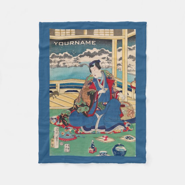 Japanese Art custom fleece blanket (Front)