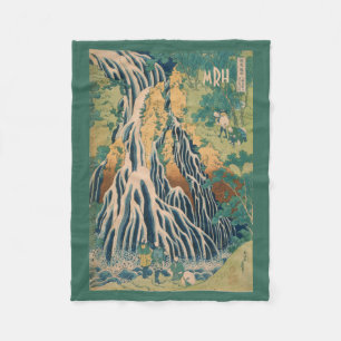 Japanese Art custom monogram fleece blanket