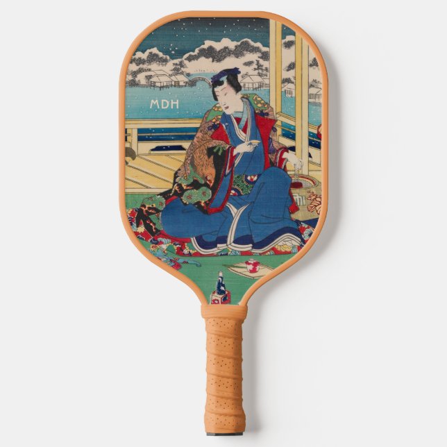 Japanese Art custom monogram Pickleball Paddle (Front)