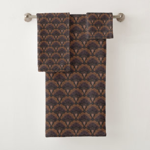 Japanese art deco style - Chocolate Bath Towel Set