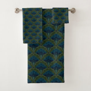 Japanese art deco style_Deep Forest Bath Towel Set