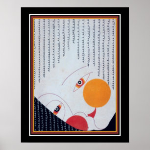 Japanese Art Deco Theatre Mask Print ca. 1928