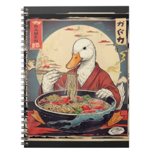 Japanese Art Duck Eating Ramen Ukiyo for students  Notebook