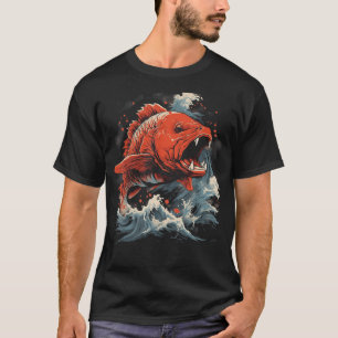 Japanese Art Fighting The Giant Carp Fisherman Gif T-Shirt