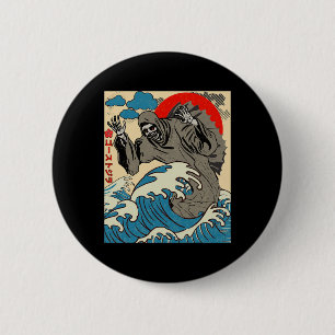 Japanese Art Ghostzilla Funny Ghost Gifts For Men 6 Cm Round Badge