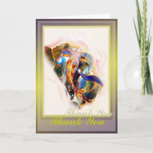 Japanese Art Glass Koi Thank You Greeting Card