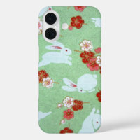Japanese Art: Green Sakuras and Rabbits