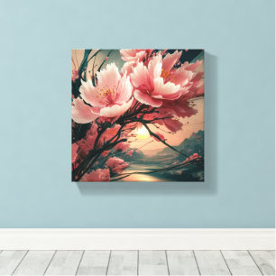Japanese Art Inspired Cherry Blossom Canvas Print