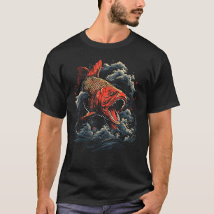 Japanese Art Koi Fish Retro Ocean Waves Graphic T-Shirt