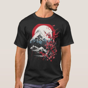 Japanese Art Mount Fuji Cherry Blossom Japan Aesth T-Shirt