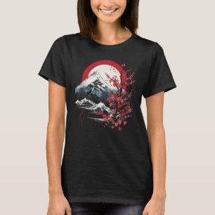 Japanese Art Mount Fuji Cherry Blossom Japan Aesth T-Shirt
