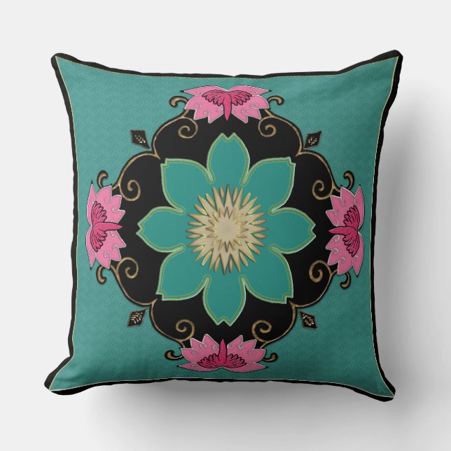 Japanese Art Nouveau Rosette Cushion (Front)