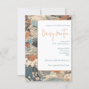 Japanese Art, Paper, Waves, Water Bridal Shower Invitation