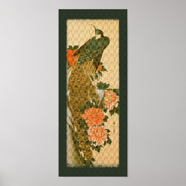 Japanese Art Peacock And Flowers Poster (Front)
