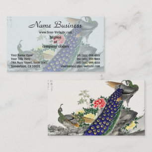 Japanese Art,Peacock and Peony by Numata Kashu Business Card