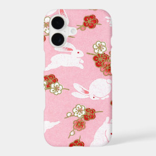 Japanese Art Pink Sakuras & Rabbits iPhone 11 Case