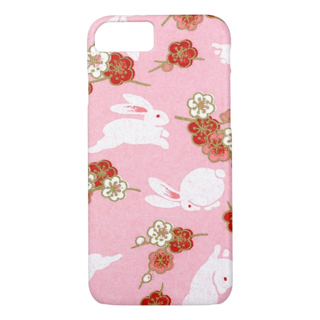 Japanese Art: Pink Sakuras & Rabbits iPhone 7 Case (Back)