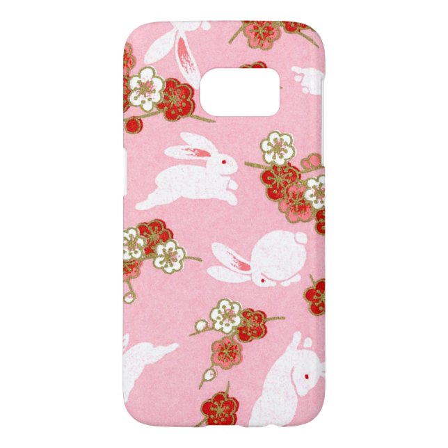 Japanese Art: Pink Sakuras & Rabbits Samsung S7 Case-Mate Samsung Galaxy Case (Back)