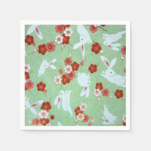 Japanese Art - Sakuras and Rabbits Paper Napkins