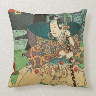 Japanese Art - Samurai Holding A Katana Sword Cushion