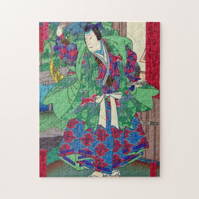 Japanese Art - Samurai In Kabuki Show Jigsaw Puzzle (Vertical)