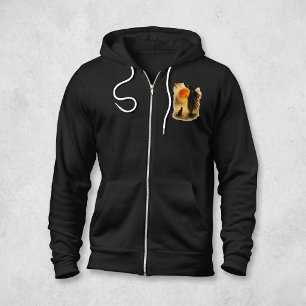 Japanese Art Samurai Warrior & Black Cat Hoodie