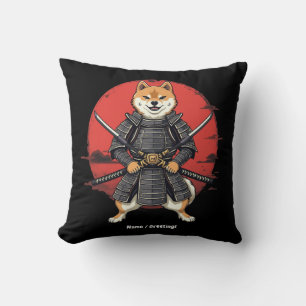 Japanese Art Shiba Inu Samurai Graphic Design Cushion
