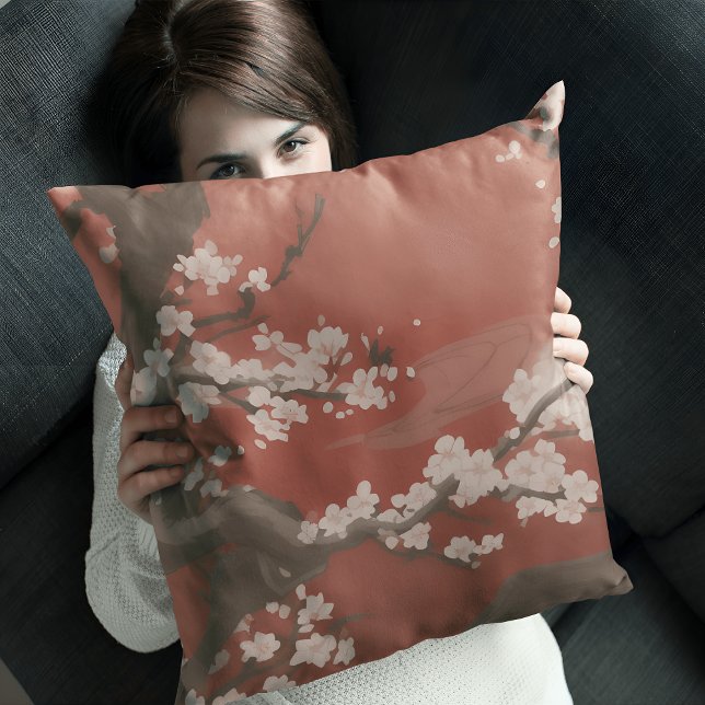  Japanese Art Style White Cherry Blossom Cushion (Creator Uploaded)
