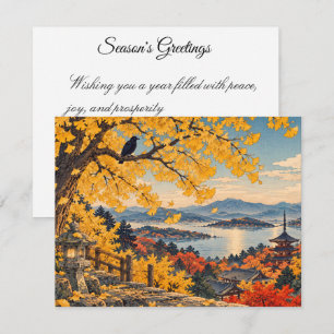 Japanese Art|The seasons/Autumn, Ginkgo tree Invitation