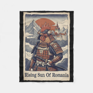 Japanese Art Ukiyo-e Romania Rooster Fleece Blanket