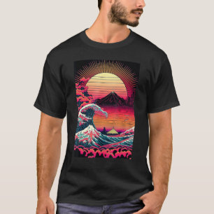 Japanese Art Ukiyo-e Style Retrowave Great Wave Of T-Shirt