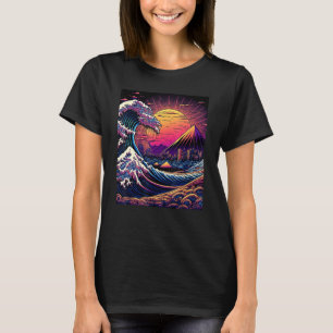 Japanese Art Ukiyo-e Style Retrowave Great Wave Of T-Shirt