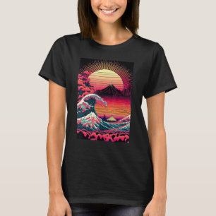 Japanese Art Ukiyo-e Style Retrowave Great Wave Of T-Shirt