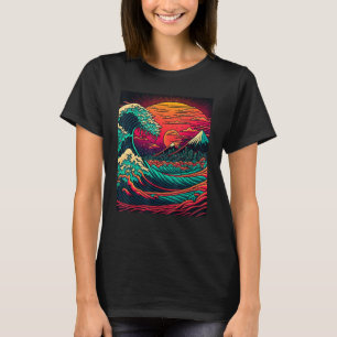 Japanese Art Ukiyo-e Style Retrowave Great Wave Of T-Shirt