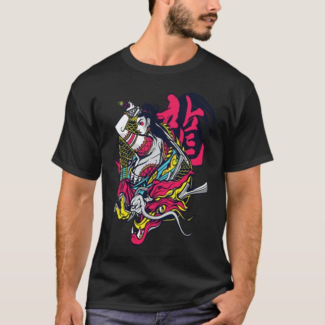 Japanese Artwork Japanese Aesthetic Dragon Woman W T-Shirt (Front)