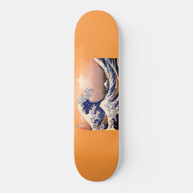 Japanese artwork painting wave skateboard (Front)