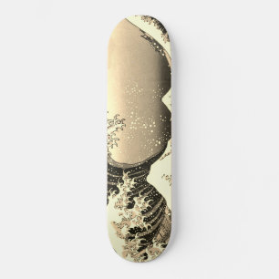 Japanese artwork painting wave, skateboard